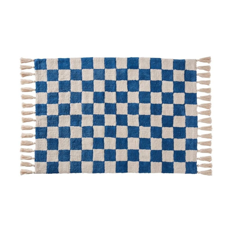 Designer Blue Check Rug