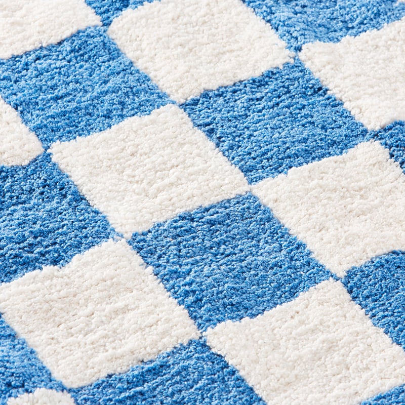 Designer Blue Check Rug