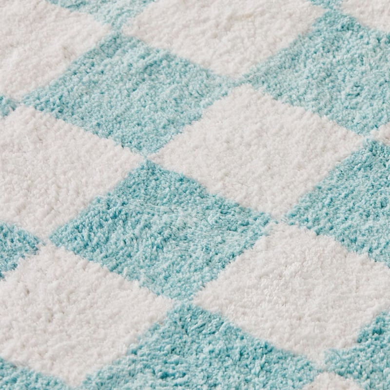 Decorative Blue Check Rug 