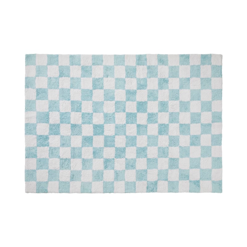 Decorative Blue Check Rug 