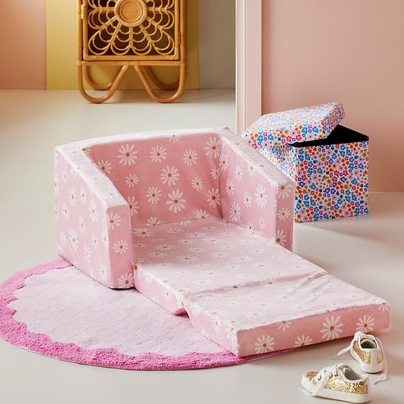 Velour Daisy Chains Flip Out Sofa