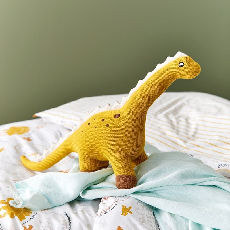 Spotty Dinosaur Mustard Knitted Toy