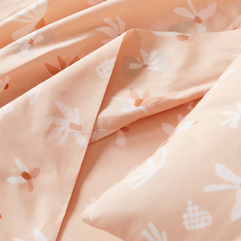 Kimmy Hogan  Peach Desert Daisy Dreams Cot Sheet Set