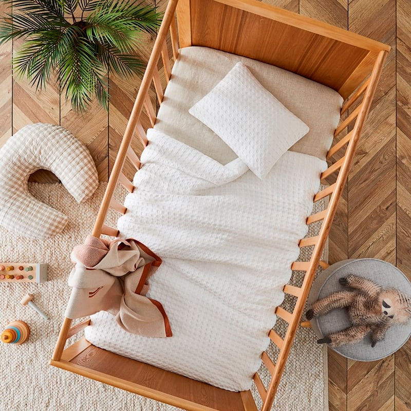 Bobbi Bamboo Cotton Waffle White Duvet Cover Set