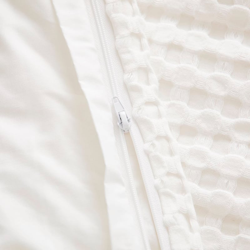 Bobbi Bamboo Cotton Waffle White Duvet Cover Set