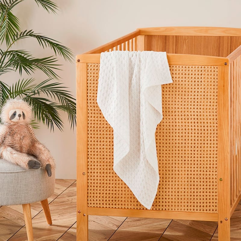 Bobbi Bamboo Cotton Waffle White Baby Blanket