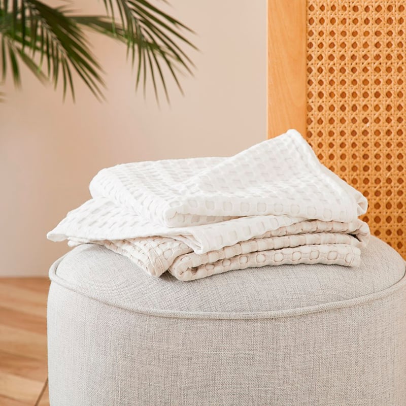 Bobbi Bamboo Cotton Waffle White Baby Blanket