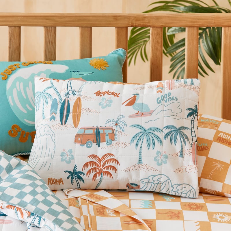 Summer Surf Ocean Cot Quilt Cover Set