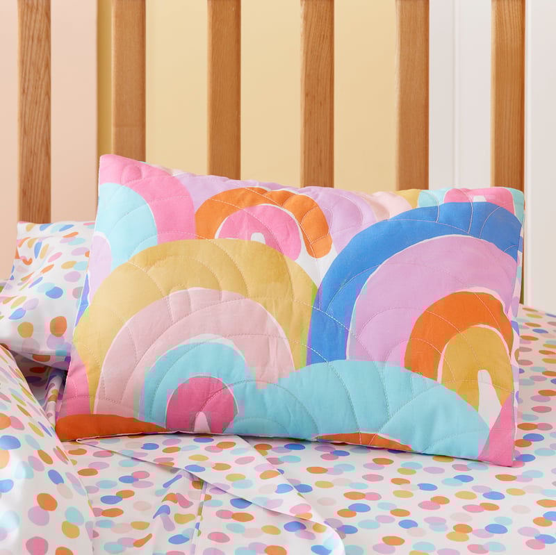 Rainbow Burst Multi Quilted Cot Quilt Cover Set