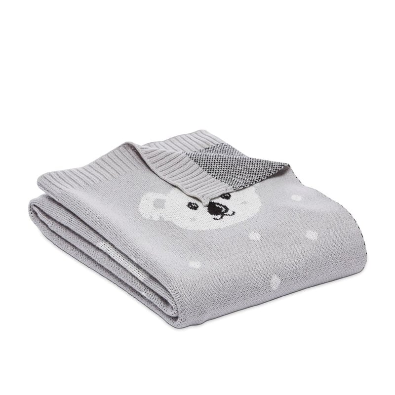 Novelty Organic Cotton Grey Happy Koala Baby Blanket