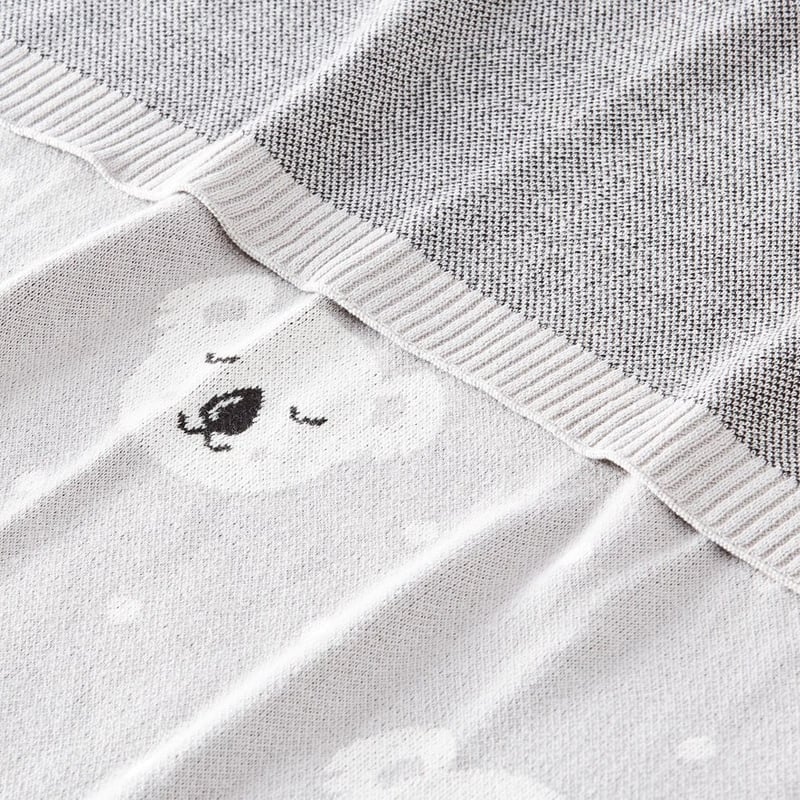 Novelty Organic Cotton Grey Happy Koala Baby Blanket