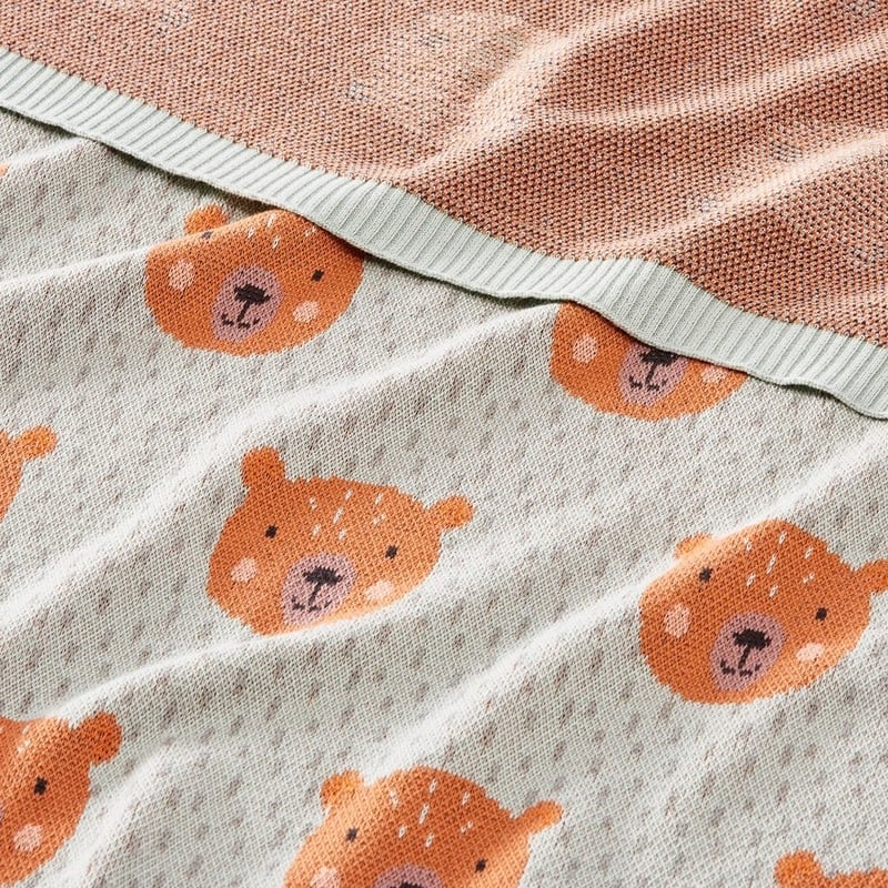 Novelty Organic Cotton Sage Baby Bear Baby Blanket