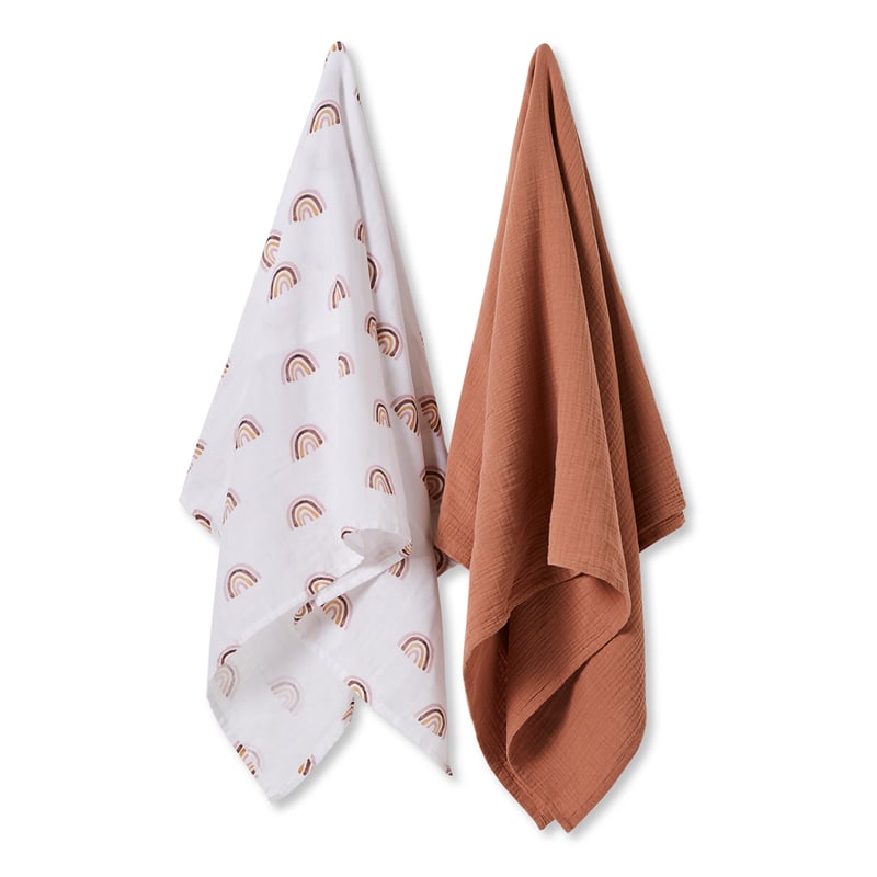 Cotton Muslin Earth Rainbow Swaddles Pack of 2