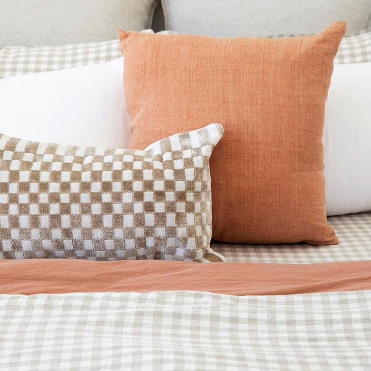 Vintage Washed Linen Linen Check Quilt Cover Separates