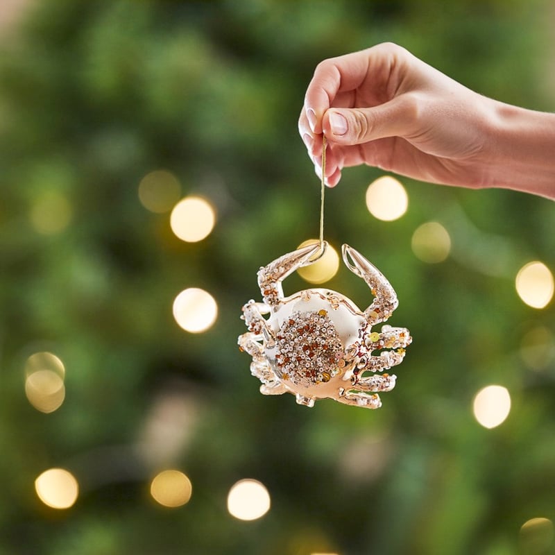 Vintage Gold Crab Glass Decoration