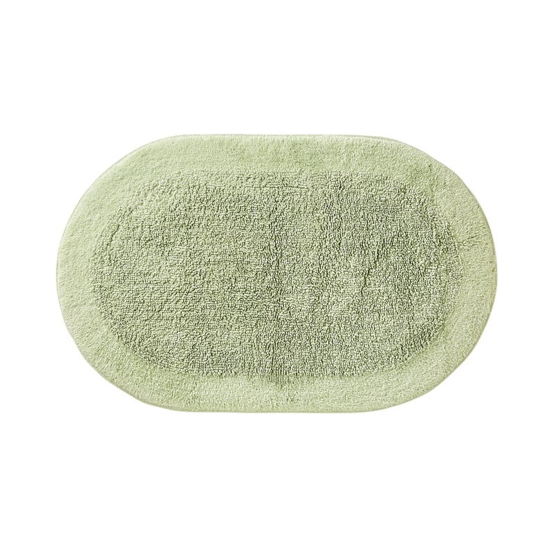 Nicola Eucalyptus Combed Cotton Oval Bath Mat