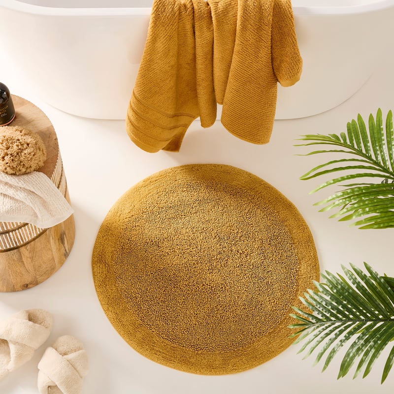 Nicola Mustard Combed Cotton Circle Bath Mat