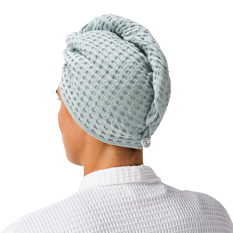 European Sky Blue Waffle Hair Towel Wrap