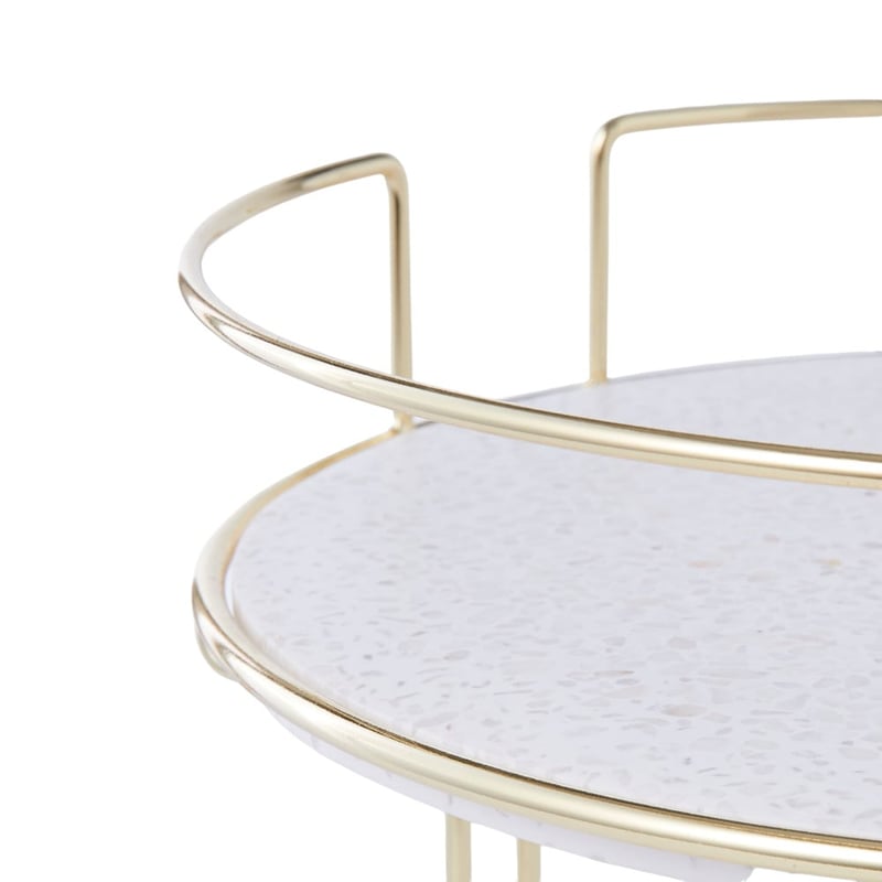 White Terrazzo Cosmetic Storage Tower