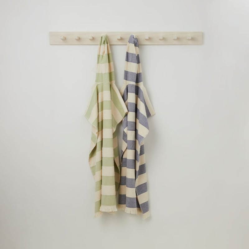European Navy & Natural Stripe Turkish Cotton Hooded Beach Towel