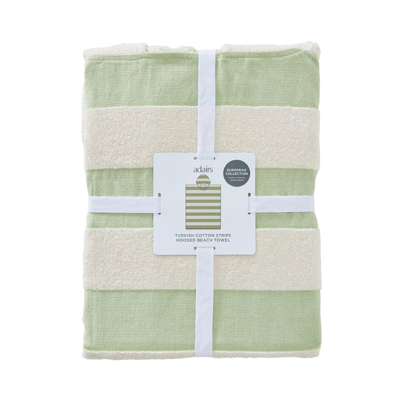 European Leaf & Natural Stripe Turkish Cotton Hooded Beach Towel