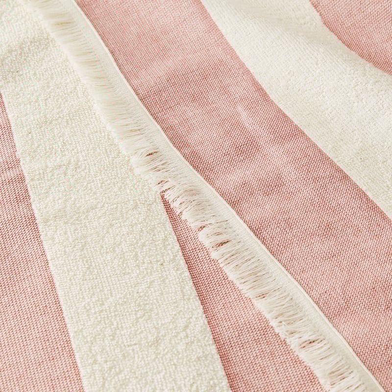 European Brick & Natural Stripe Turkish Cotton Beach Towel