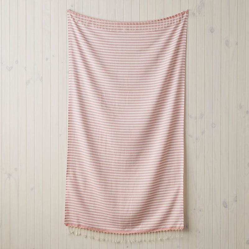 European Pink & White Stripe Turkish Peshtemal Beach Towel