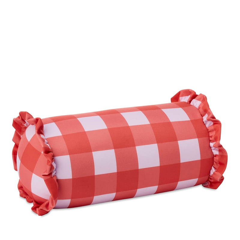 Pink & Red Gingham Cylinder Beach Pillow