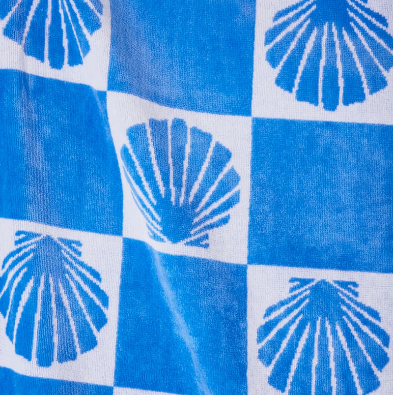 Velour Blue Shell Check Beach Towel