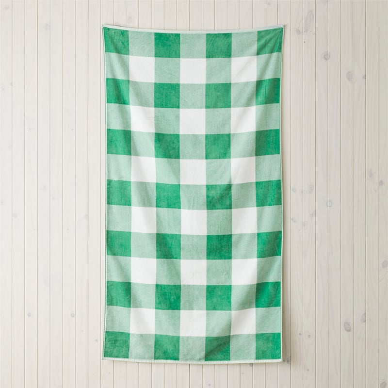 Velour Green Gingham Beach Towel