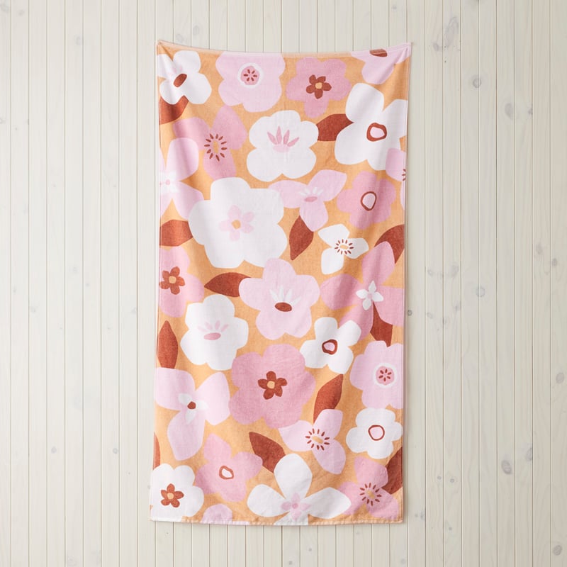 Velour Hawaiian Floral Pinks Beach Towel