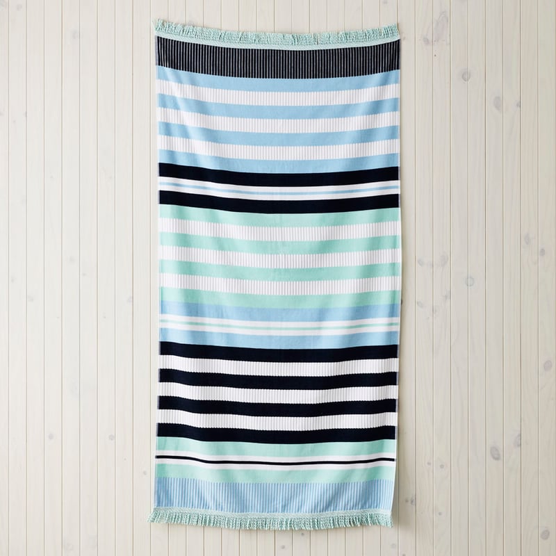 Velour Holiday Stripe Aqua Beach Towel