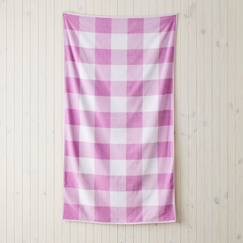 Velour Lilac Gingham Beach Towel