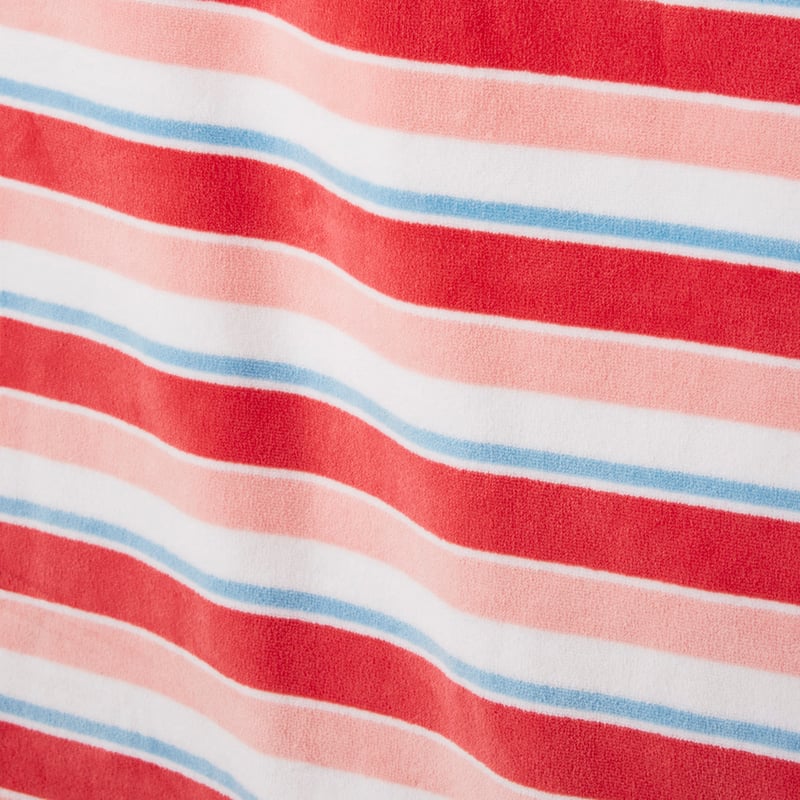 Velour Ocean Stripe Red Beach Towel