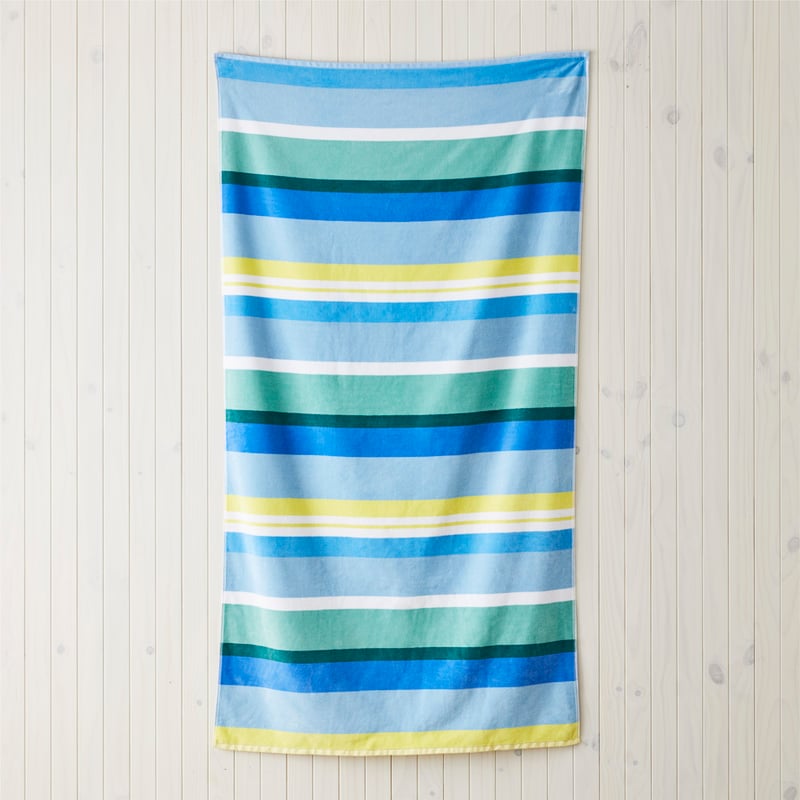 Velour Pacific Stripe Aqua Beach Towel