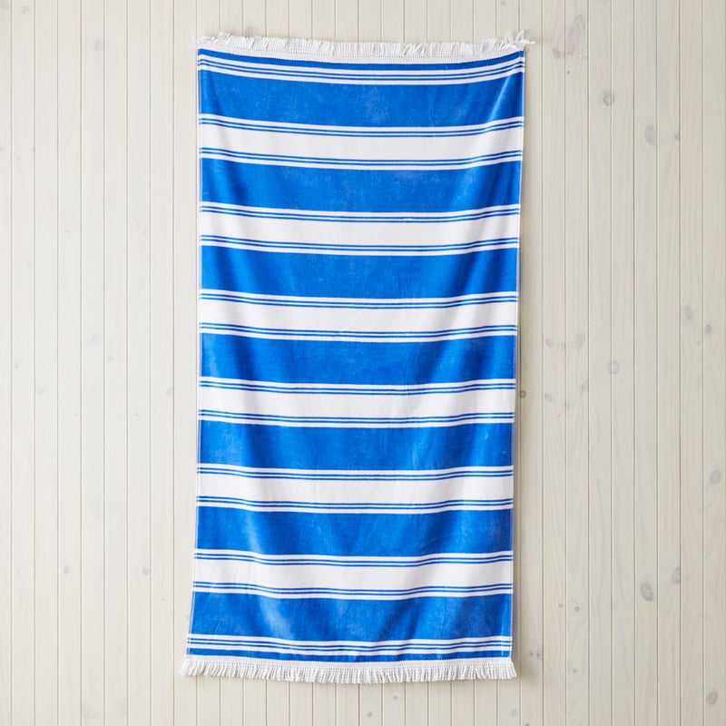 Velour Summer Stripe Blue Beach Towel