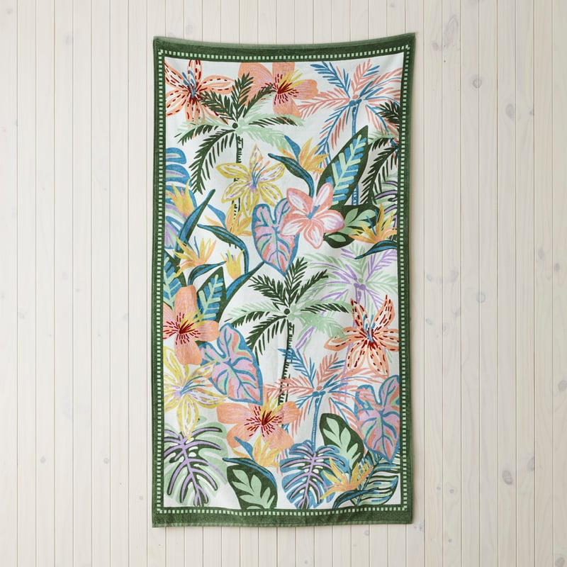 Velour Tropical Green Beach Towel