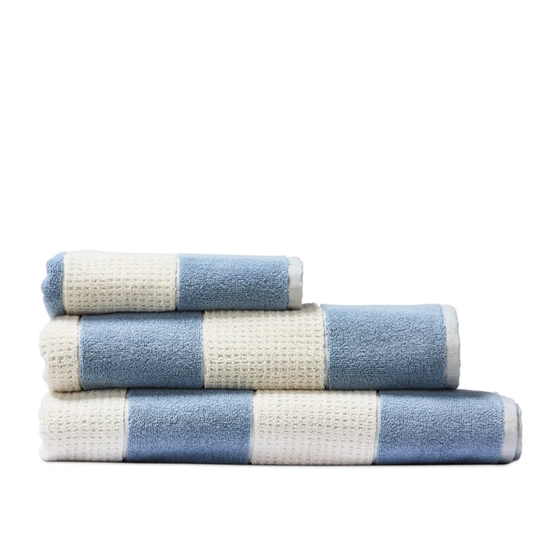 Waffle Stripe French Blue & Natural Towel Range