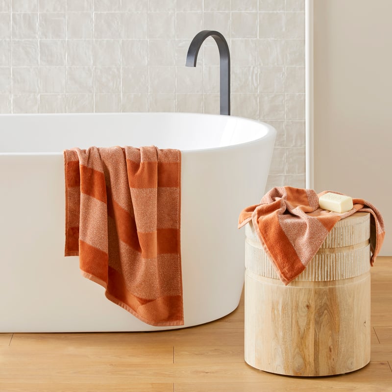 Indiana Chestnut Velour Stripe Towel Range