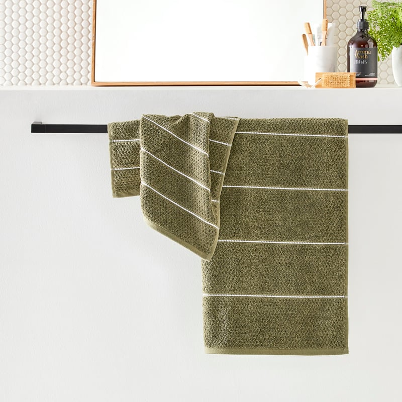 Dakota Avocado Stripe Bath Towel Range