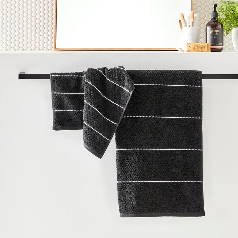 Dakota Black Stripe Bath Towel Range