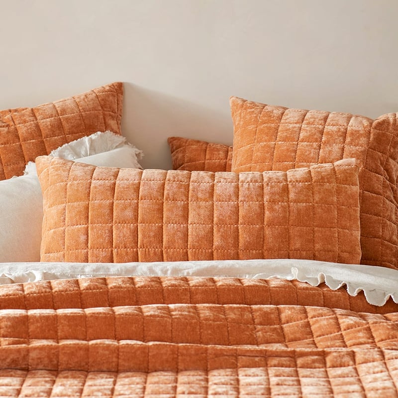 Dylan Cinnamon Velvet Quilted Coverlet Separates
