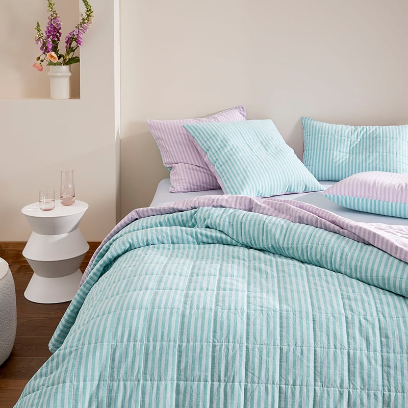 Carrie Aquamarine Stripe Quilted Coverlet Separates