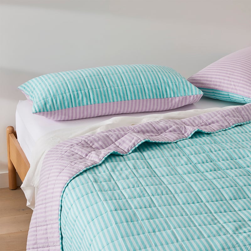Carrie Aquamarine Stripe Quilted Pillowcases