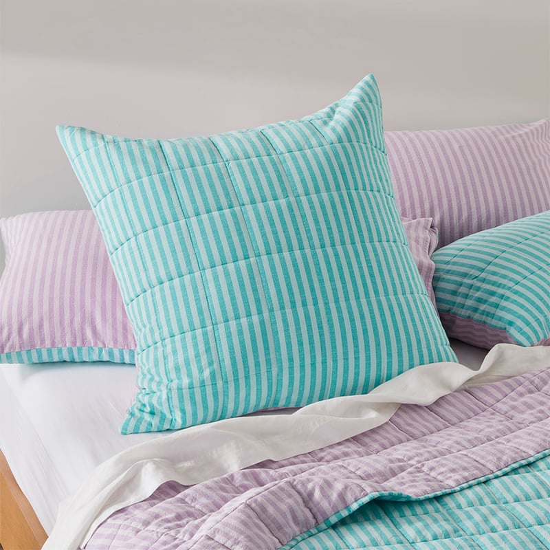 Carrie Aquamarine Stripe Quilted Pillowcases