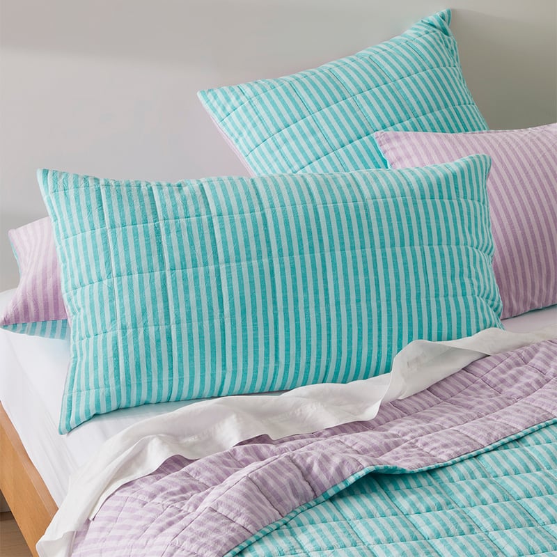Carrie Aquamarine Stripe Quilted Pillowcases