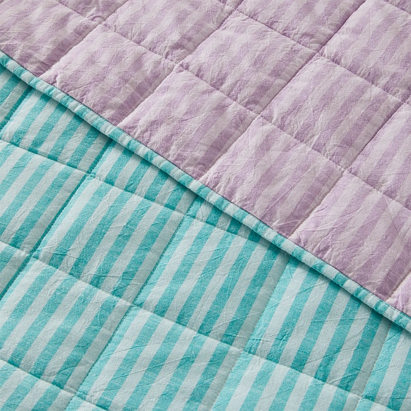 Carrie Aquamarine Stripe Quilted Coverlet Separates