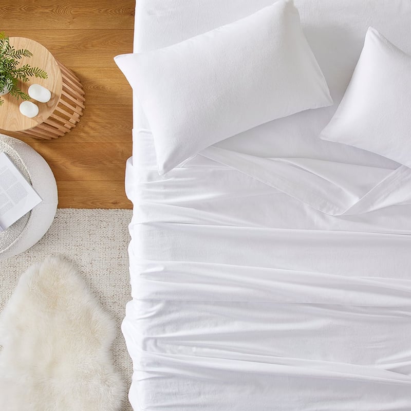 Flannelette White Plain Dye Sheet Set