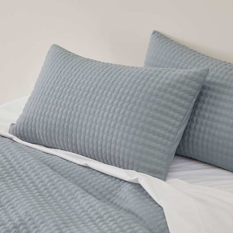 Cross Stitch Charcoal Quilted Coverlet Set