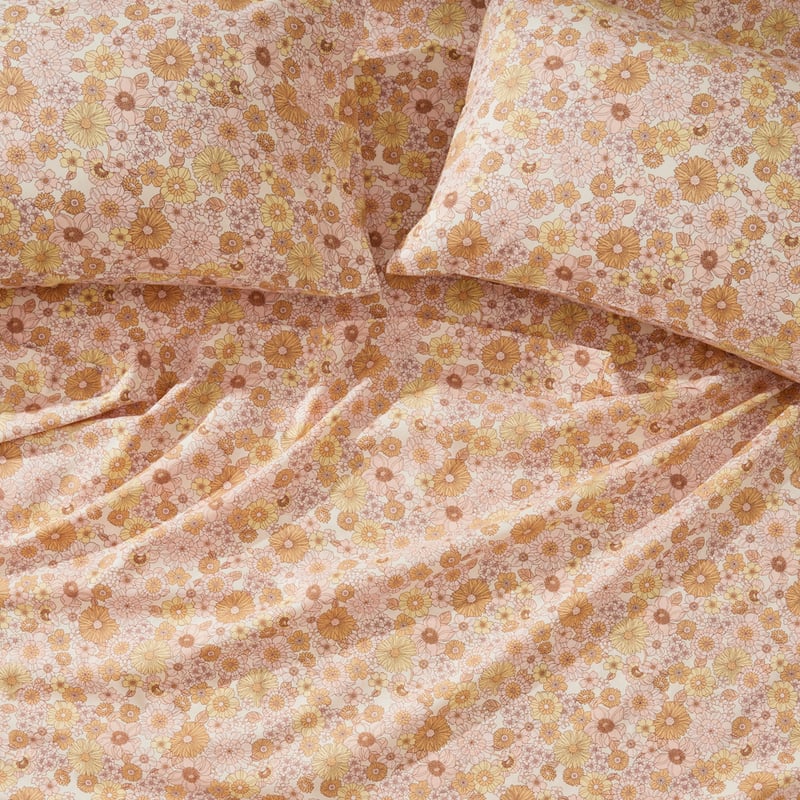 Blush Floral Printed Percale Sheet Set